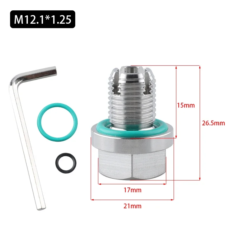 M10.4 / M12.1 / M14.1 / M16.1 / M18.1 Пробка для слива масла Oversize Piggyback Саморезной комплект для ремонта резьбы масляного поддона Серебристый
