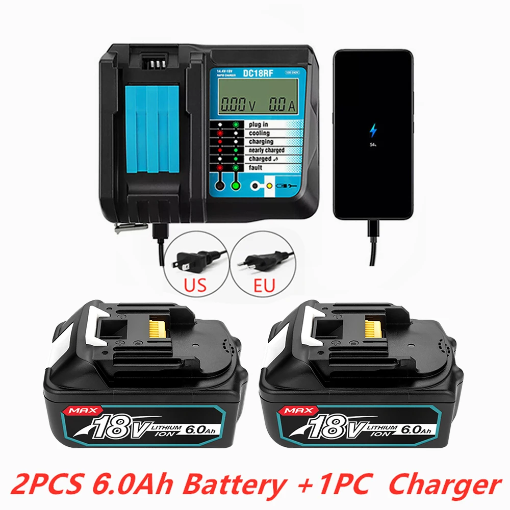 

Original Makita 18V 8Ah BL1850 Rechargeable Power Tool Battery With LED Charger LXT BL1860B 18650 Li-Ion Replacemen
