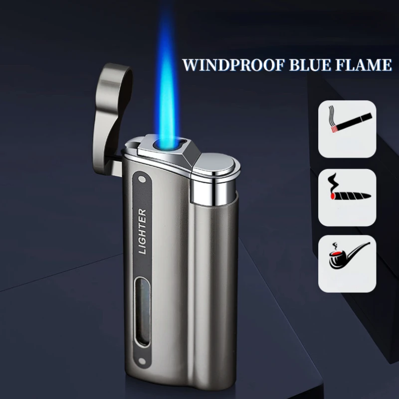 

Men's Windproof Lighter Blue Flame Jet Butane Gas Smoking Accessories Men's Tool Flashlight Lighter 2023