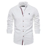 autumn shirt men solid color high quality long sleeve cotton white shirt for men lapel casual social mens shirts new