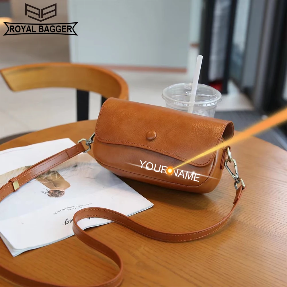 

Royal Bagger Genuine Cow Leather Shoulder Crossbody Bags for Women Fashion Simple Small Square Bag Two Straps 3016