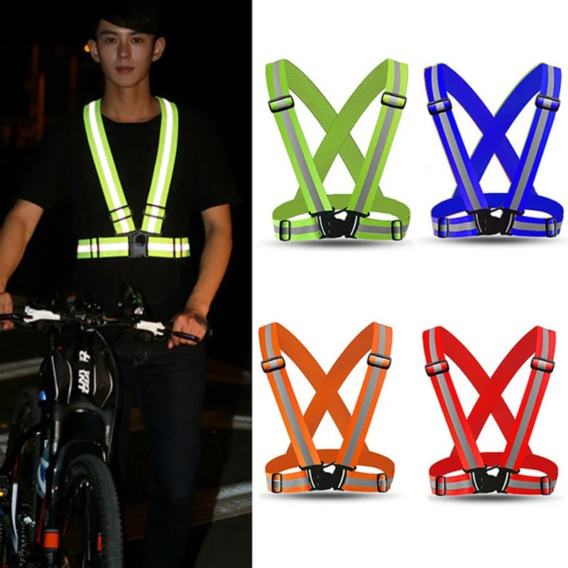 

Reflective Vest Unisex High Visibility Adjustable Safety Vests Elastic Strip Security Traffic Night Working Running Cycling Vest