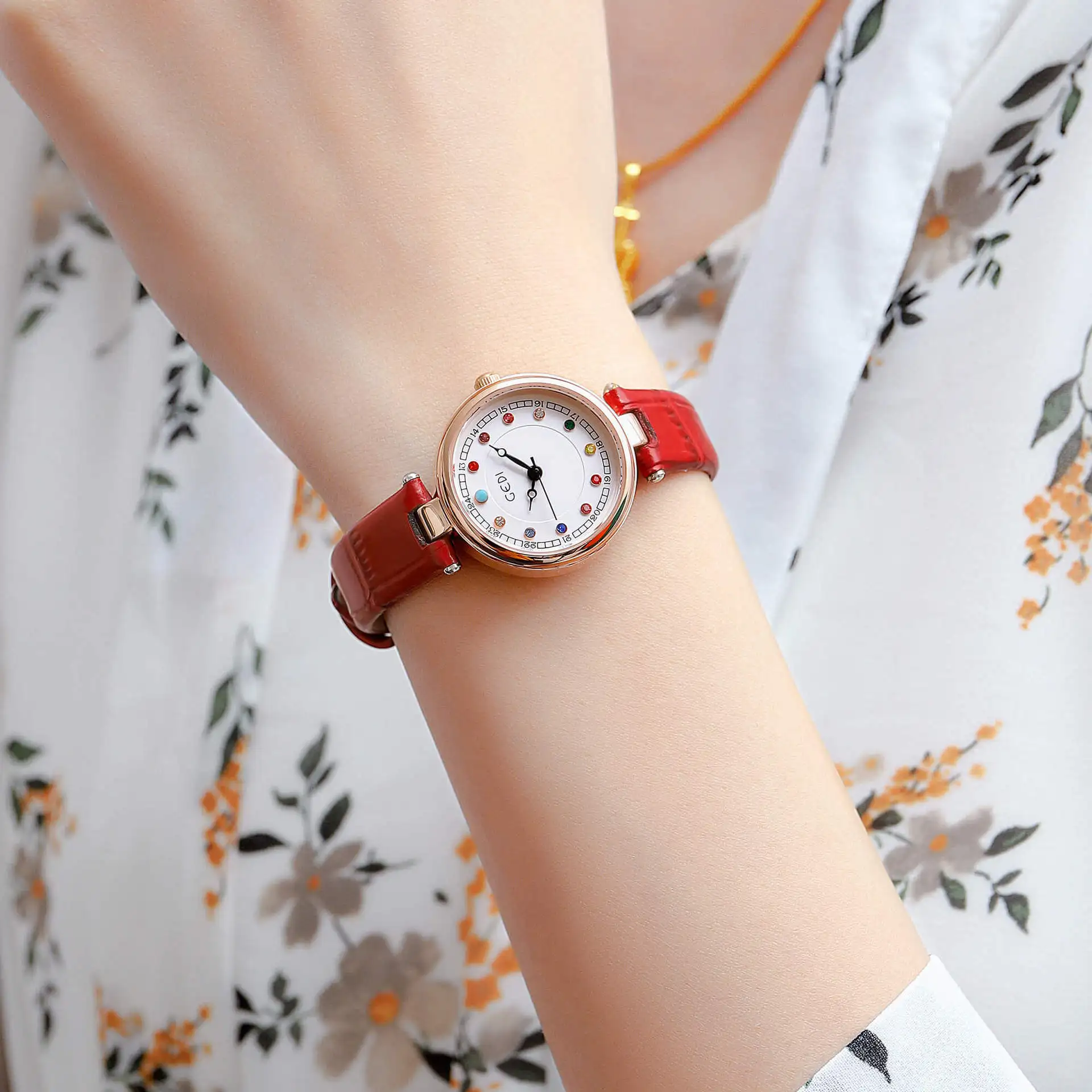 Mini Design Women Watches Retro Leather Colorful Crystal Female Clock Fashion Exquisite Waterproof Quartz Ladies Watch masculino enlarge