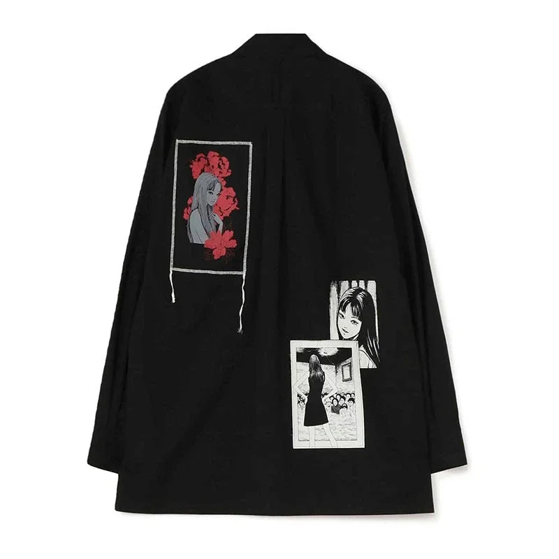 

Мужская рубашка Yohji Yamamoto с длинным рукавом, лето 2023, японский винтажный узор, простроченные минималистичные ветрозащитные повседневные топы для женщин