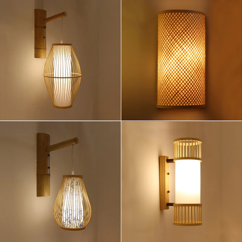 

Retro Wall Lamp Bedroom Bedside Corridor Corridor Stairway Original Wood LED Lamp New Chinese Zen Creative Hotel Wall Lamp