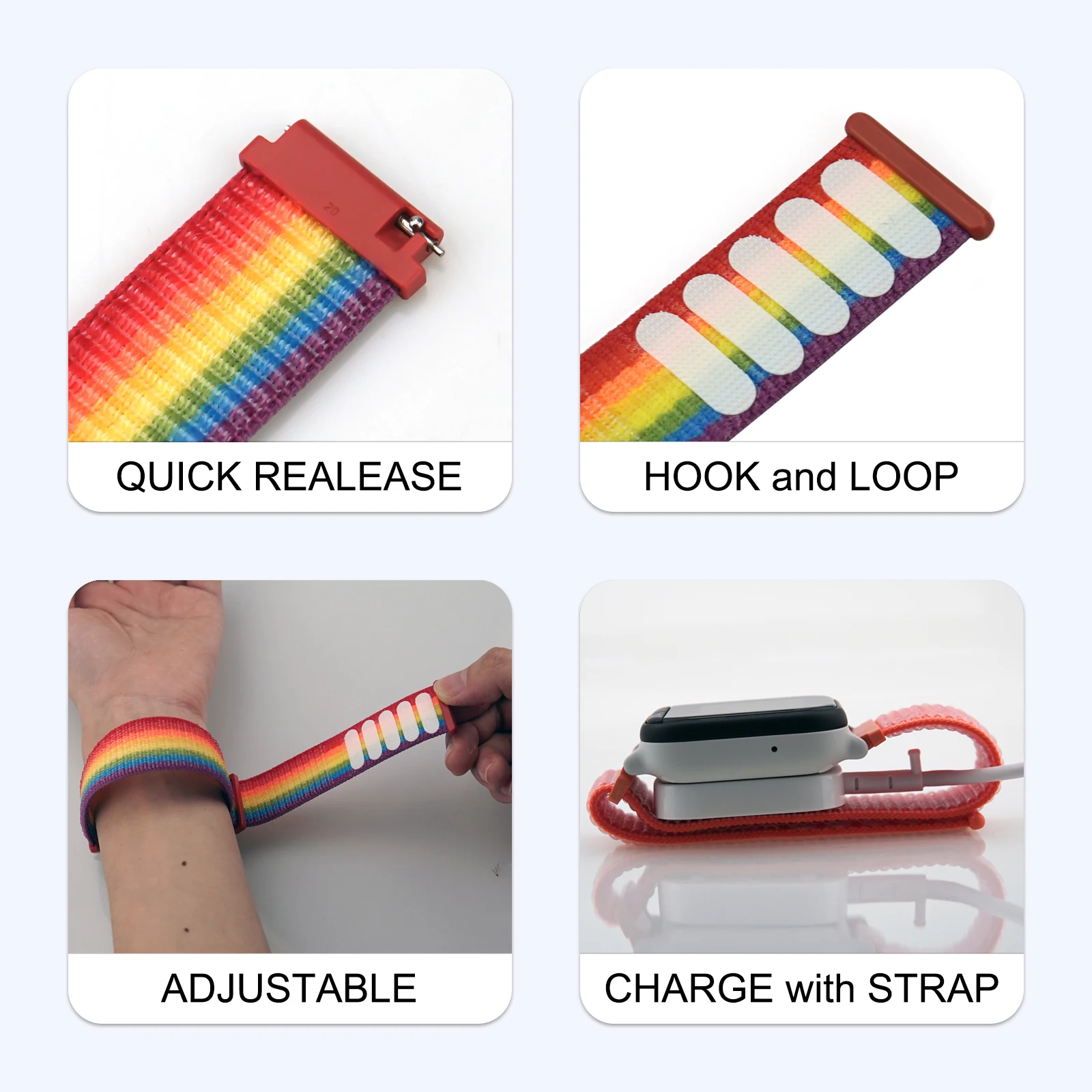 20mm Universal Kids Smart Sport Watch Band nylon Strap Adjustable Wristwatch Replacement Strap comfortable Children Watch Straps