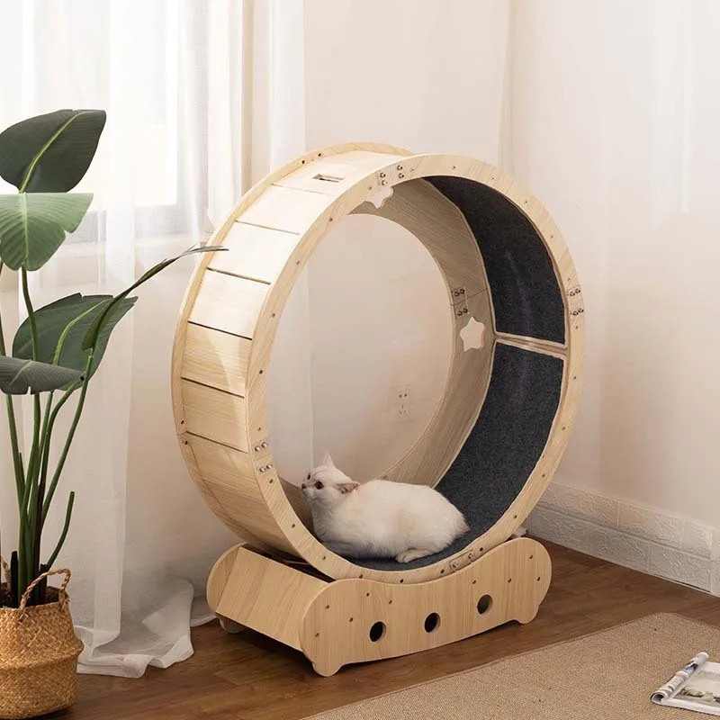 

Wooden Cat Treadmill with Running Wheel, Indoor Exercise, Silent Loss Products, The Best Gift for Cat Lovers