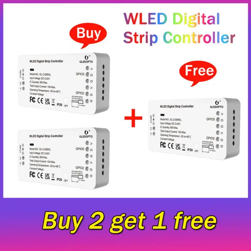 

Контроллер GLEDOPTO WLED для светодиодных лент, 5-24 В, 800 IC, RGB, RGBW