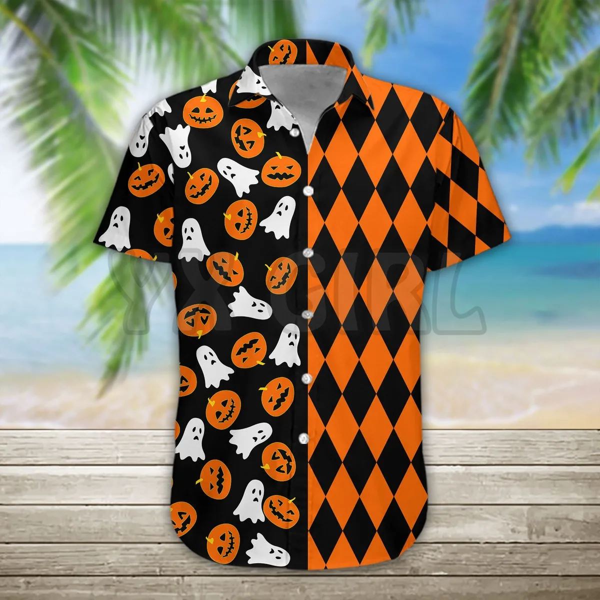 

Boo Pumpkin Halloween Hawaii Shirt 3D All Over Printed Hawaiian Shirt Men's For Women's Harajuku Casual Shirt Unisex