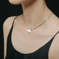 2022 new s925 silver tide short clavicle chain light luxury female mori series cold wind simple coin snake bone necklace pendant