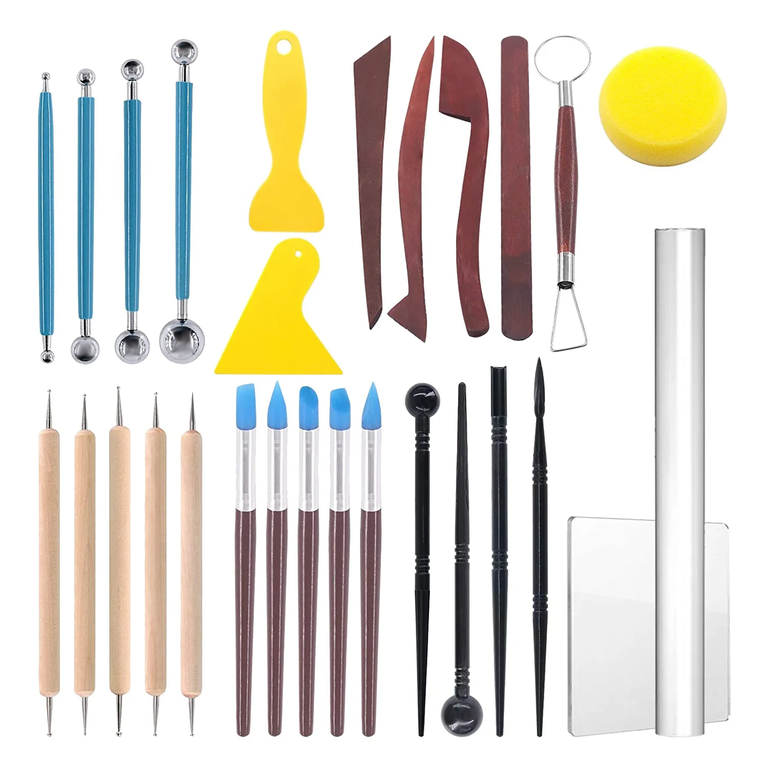 

28Pcs Modeling Clay Sculpting Tools Set Modeling Tools,Dual-End Dotting Clay Tools,Ball Stylus,Silicone Tip Pens