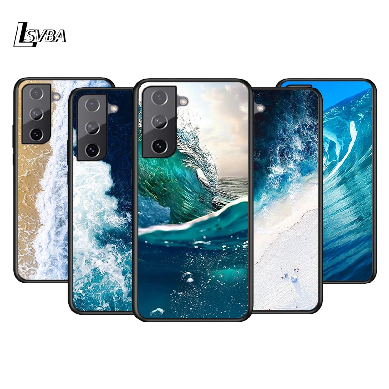 

Blue Sea Waves Soft Black Cover For Samsung Galaxy S22 S21 S20 FE Ultra S10 S10e Lite S9 Plus Phone Case Coque