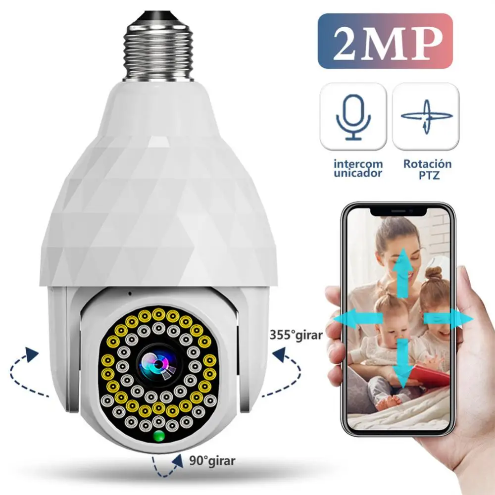

1080P Wifi E27 Bulb Surveillance Camera Night Vision Full Color Automatic Human Tracking 360° Panoramic Video Security Monitor