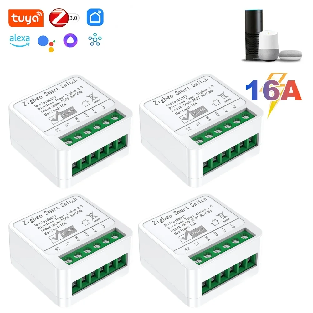 

Tuya Wi-Fi/Zigbee Мини-переключатель 16A