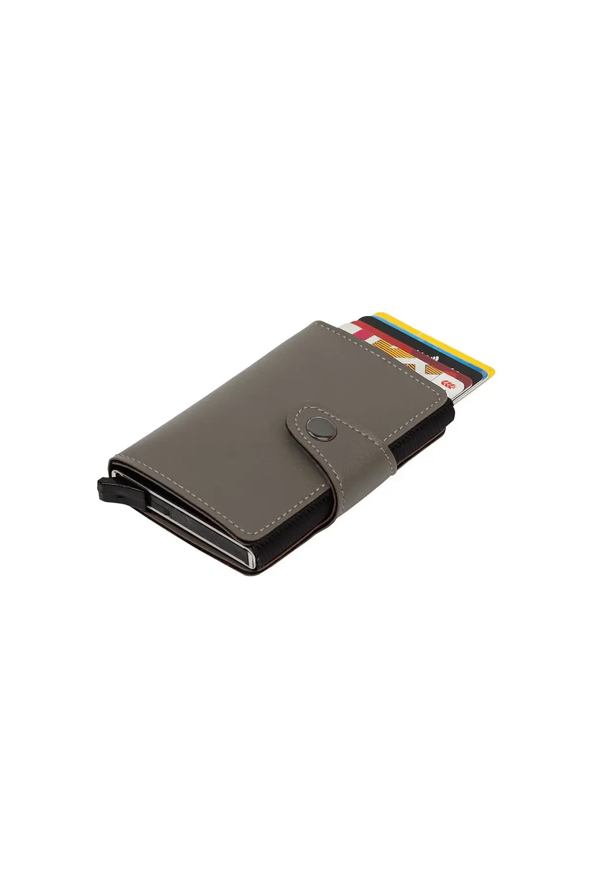 

2021 Grey Men Wallet Credit Card Holder Short Purse Money Multi-Function Card Bag Buckle Triangle Folding Coin Bag from Turkey