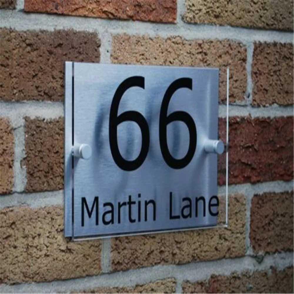 

CustomizeHouse Number Sign / Plaque Brushed Aluminium & Acrylic Stylish Modern Design