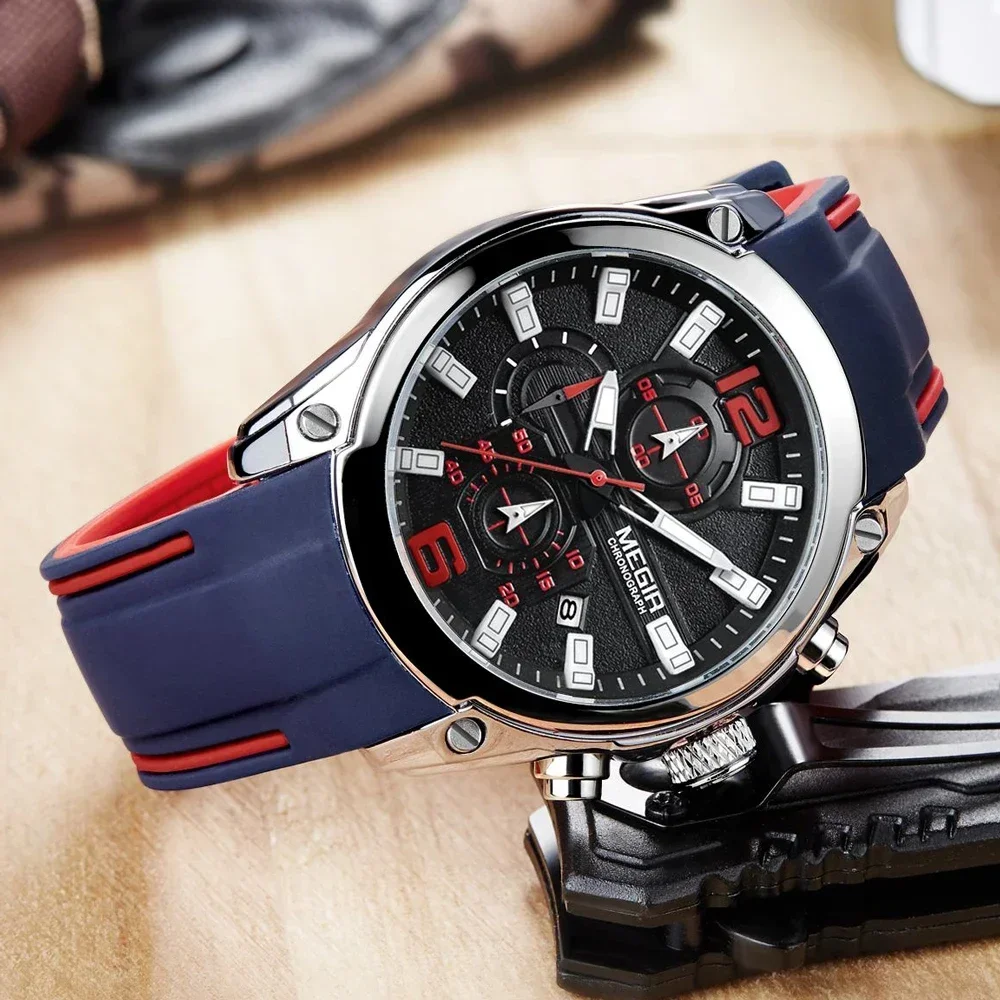 Часы MEGIR лучшие брендовые мужские часы с хронографом водонепроницаемые