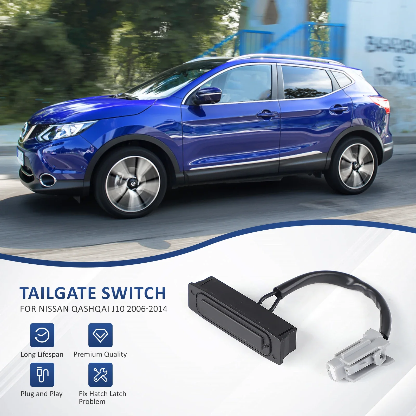 Черный переключатель багажника задней двери для Nissan Qashqai J10 2006-2014 90602-JD004 90602-JD00B
