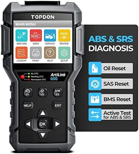 

Scanner AL600, ABS SRS Code Reader, Diagnostic Scan Tool, Active Test for ABS/SRS, with Car Maintenance Reset Service of Oil, B