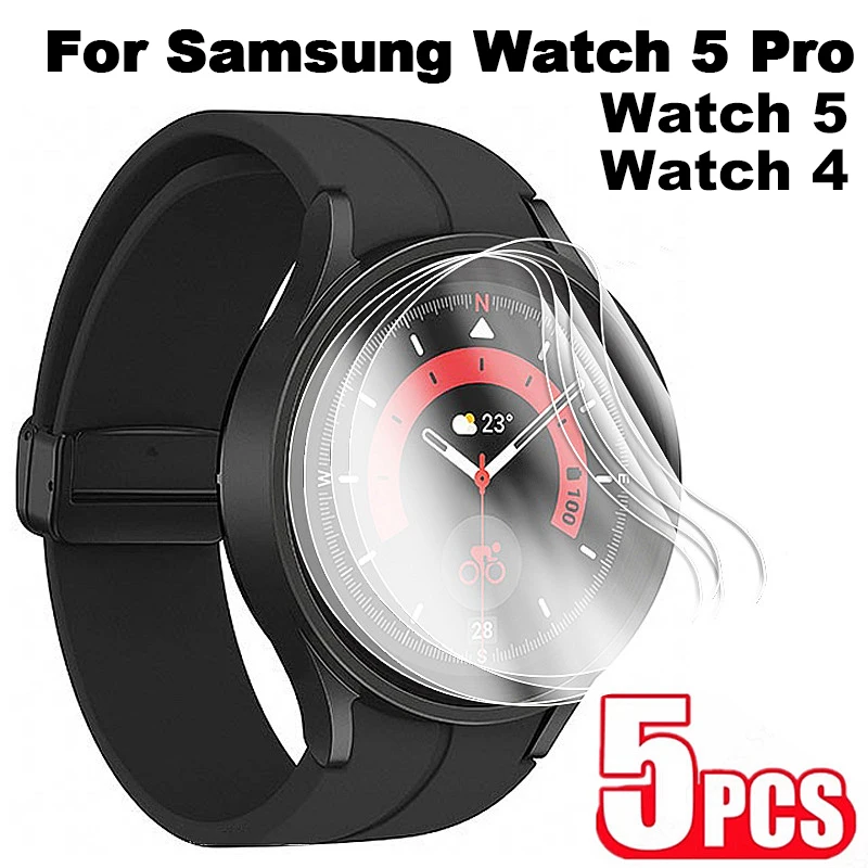 

5Pcs Hydrogel Protective Film For Samsung Galaxy Watch 5 4 40/44mm 4 Classic 42/46mm 5 Pro 45mm Full Screen Protector Not Glass