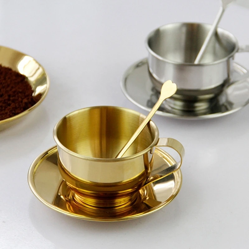 

Walled Retro Coffee And Insulated Cups With Saucer Set Double Coffee Latte Teas Cups Spoon For Latte,milk,teas,espresso