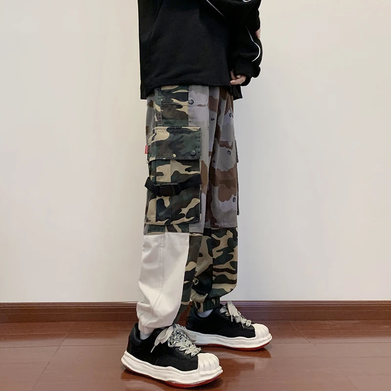 

RUIHUO Patchwork Cargo Pants Men Joggers Korean Streetwear Harem Pants For Man Chinese Size 5XL 2022 Autumn New Arrivals