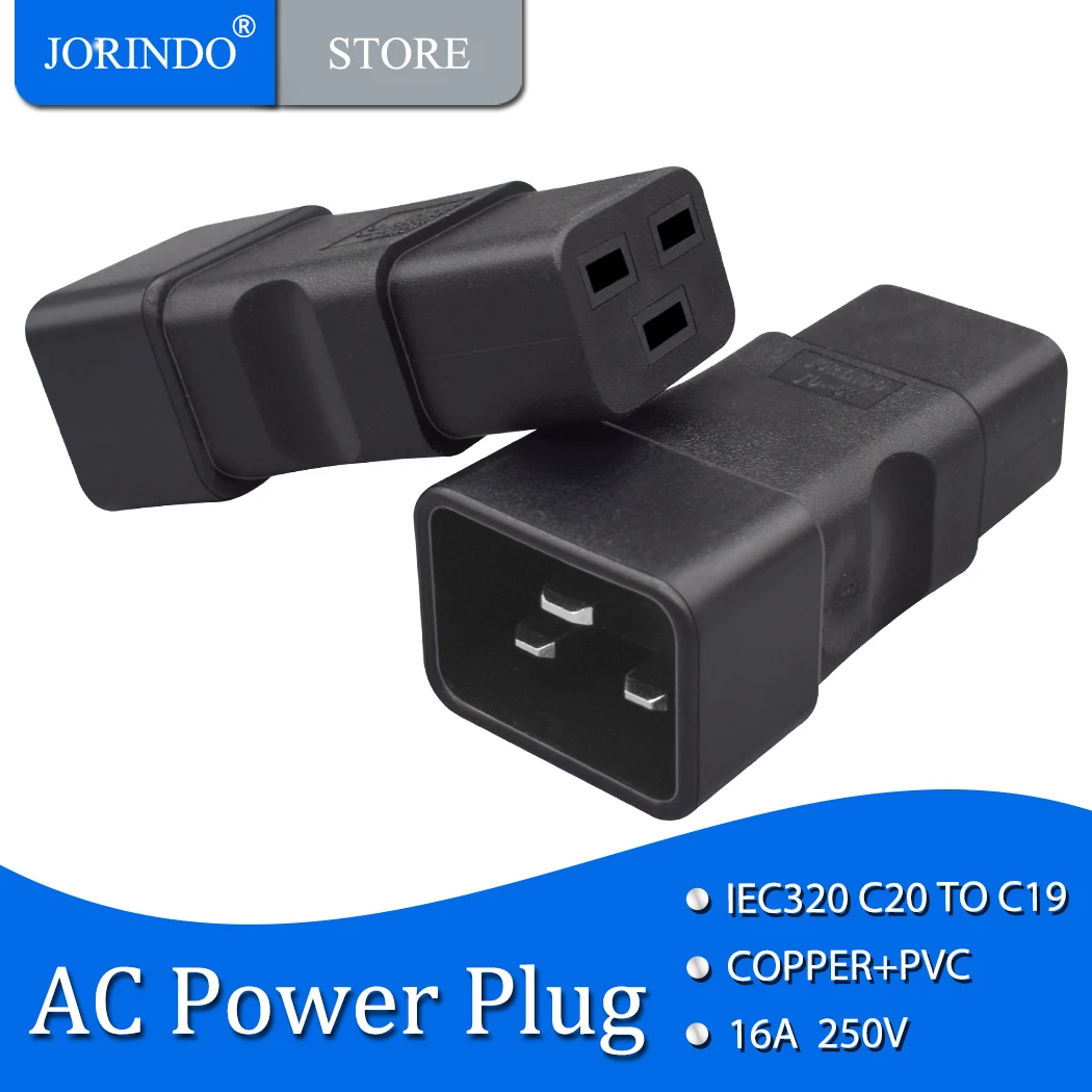 Адаптер переменного тока jorinдо IEC320 C20 на C19/C19 на C20, 16 А, 3 контакта, C20 штекер на C19, 3 отверстия, гнездовой разъем преобразователя питания