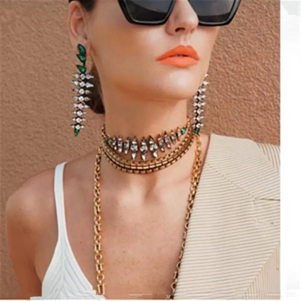 

Vintage Crystal Green Water Drop Long Tassel Earrings Bridal Wedding Jewelry for Women Crystal Dangle Drop Earrings Accessories