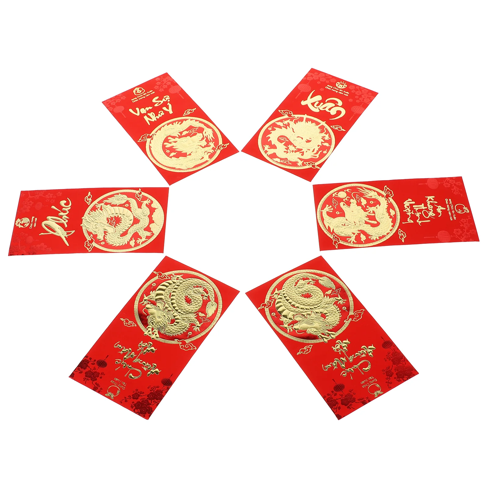 

6 Pcs Chinese New Year Envelopes Paper Red Luck Money Bag Spring Festival Gift Lunar Calendar Packet The Dragon Party Packets