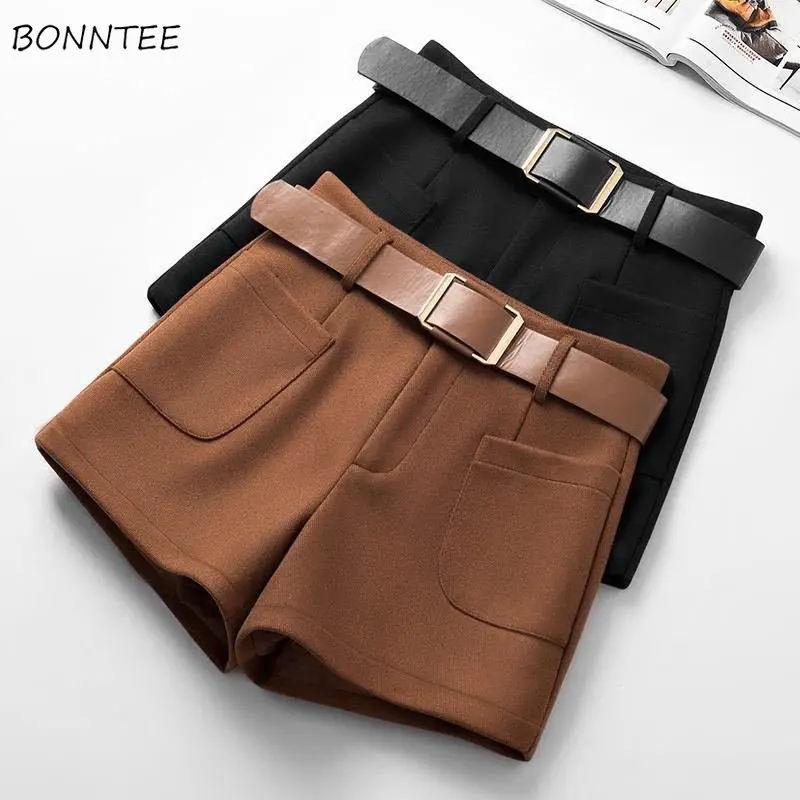 

Low Waist Shorts Women Spring Autumn Solid Leisure Elegant Office Lady All-match Mature Minimalist Pocket Chic Trousers Trendy