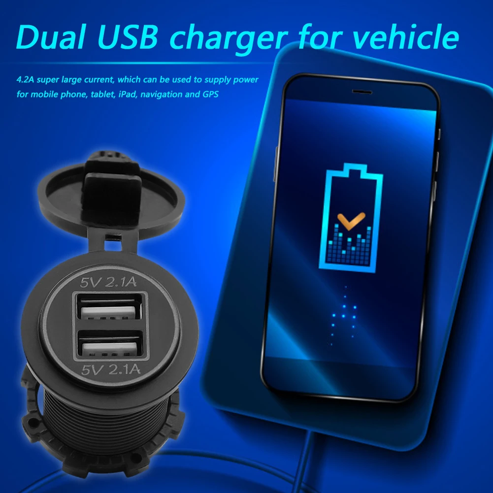 

4.2A Dual USB Charger 22W Waterproof Car Boat Motorcycle Socket Power Plug Easily Installation Personal Car Element