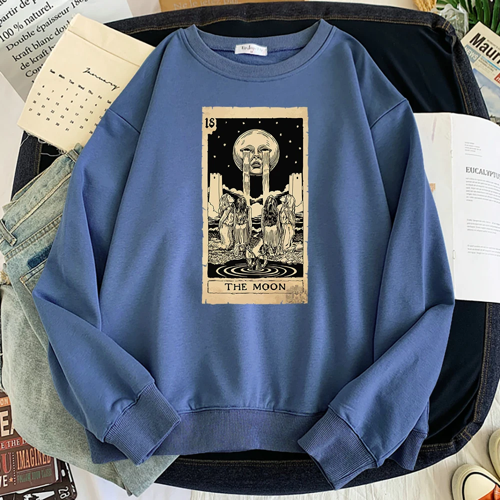 

The Moon Senkai Yami Creative Tarot Printed Male Hoodies Soft Vintage Fashion Clothes Street Creativity Tops Men's Pullover