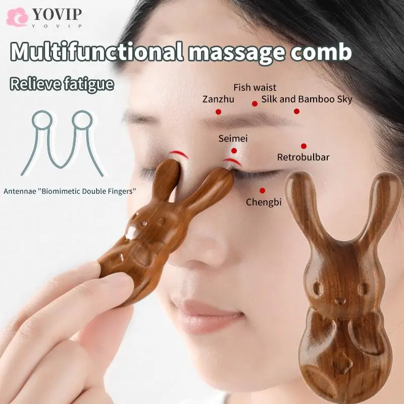 

1Pcs Golden Sandalwood Massage Comb Rabbit Shape Nose And Eye Acupoint Massage Comb Relieve Rhinitis Promote Blood Circulation