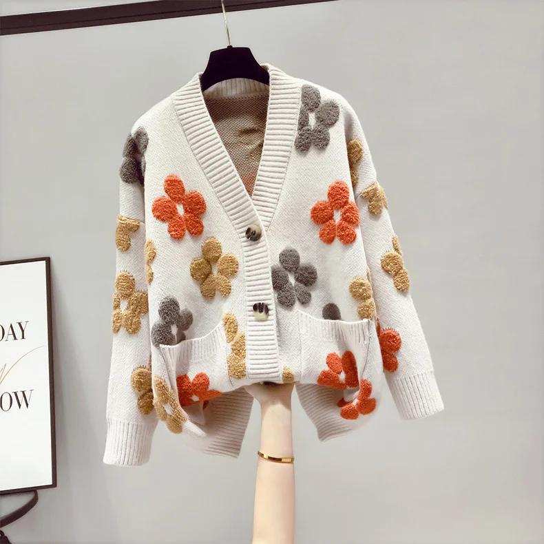 

Cardigan sold Spring And Autumn Fashion New Women's Knitted Long-sleeved V-neck Sweater Cardigan Jacket Women Loose Western Styl