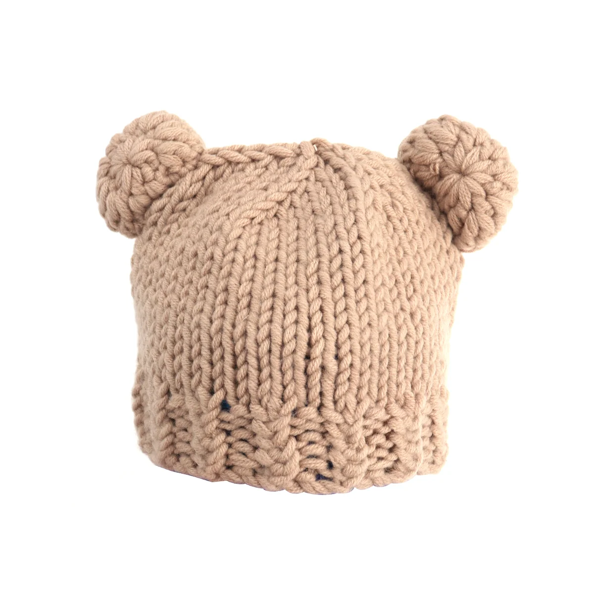 

Newborn Photography Props Knitted Hat Boys Girls Photo Shoot with Crochet Bear (Light Tan)