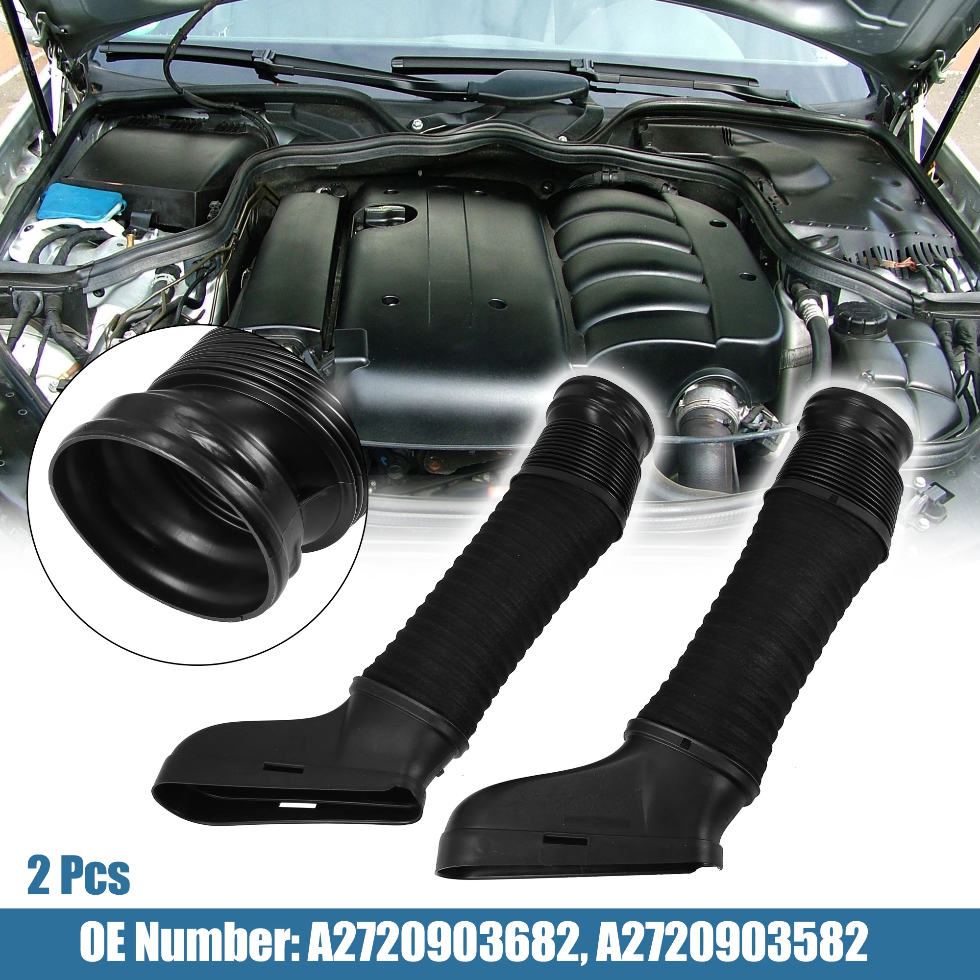 

X Autohaux 2pcs Auto Engine Air Intake Hose Right Left Filter Thread Tube A2720903682 for Mercedes-Benz W204/212 Car Accessories