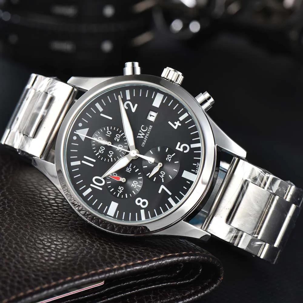 

New Top Hot AAA+ WC Watches For Mens Luxury Top Gun Style Automatic Date Watch Multifunction Business Sports Chronograph Clock