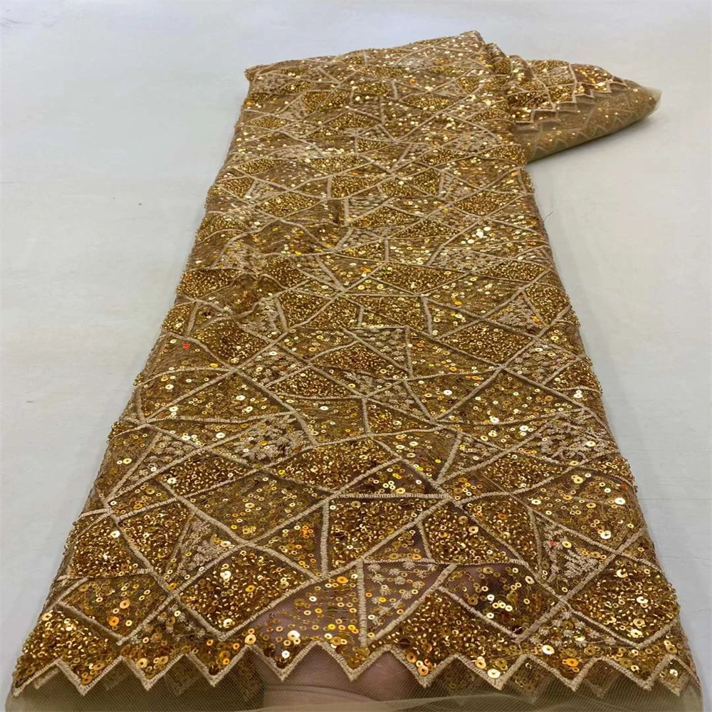 

Африканская Тюлевая кружевная ткань с вышивкой, 5 ярдов