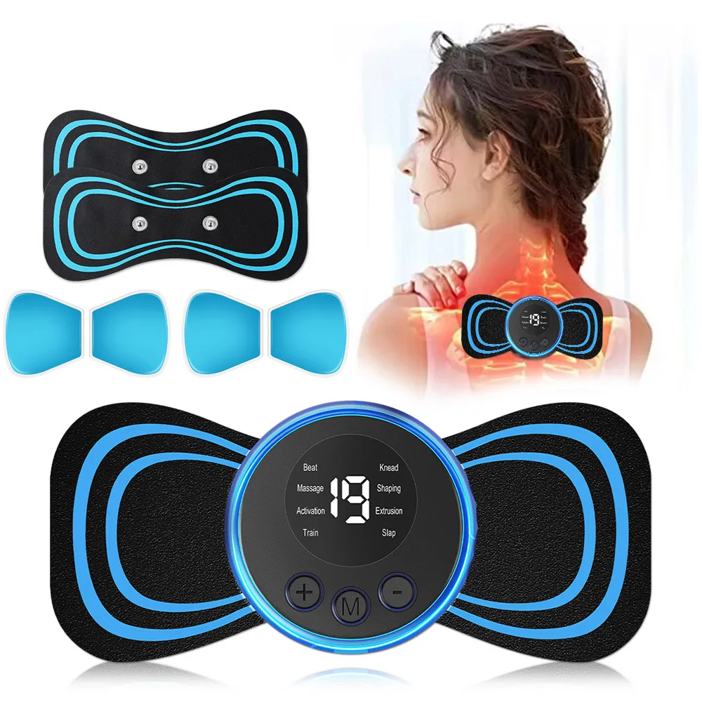 

Neck Massager Lcd Display EMS Electric Cervical Massage Patch Low Frequency Pulse Muscle Stimulator Pads Pain Relief Relaxation