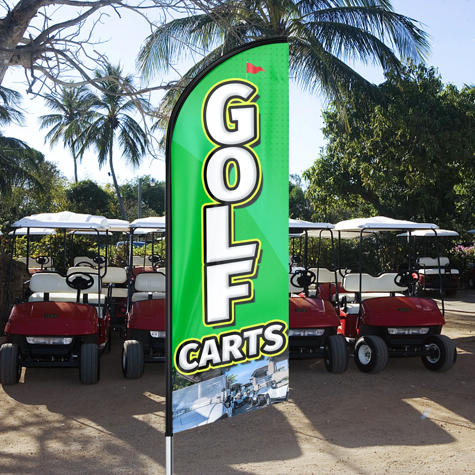 Carts Flying Business Advertising Decoration Flag Outdoor Swooper Banner Display 8.2ft✖2.1ft With Pole Kit And Ground Stake