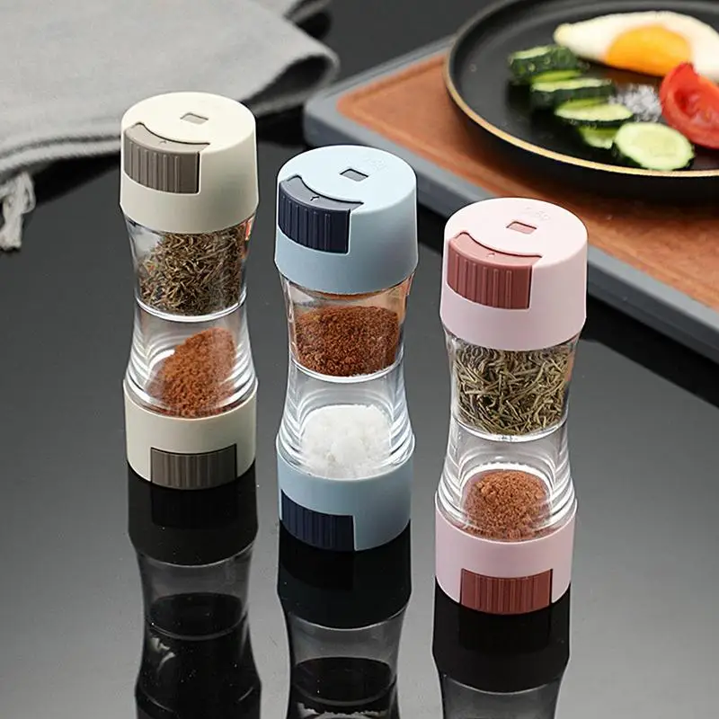 

Salt Shaker Double Head Salt Pepper Mill Salt Spice Grinder With Quantitative Pour Holes For Core Pepper Grinder Kitchen Helper