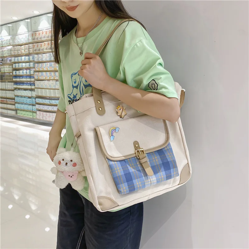 

New Large Capacity Fashion Simple Literary Canvas Bag All-Match Handbags High-Quality Texture Women'S Shoulder Commuter Bag