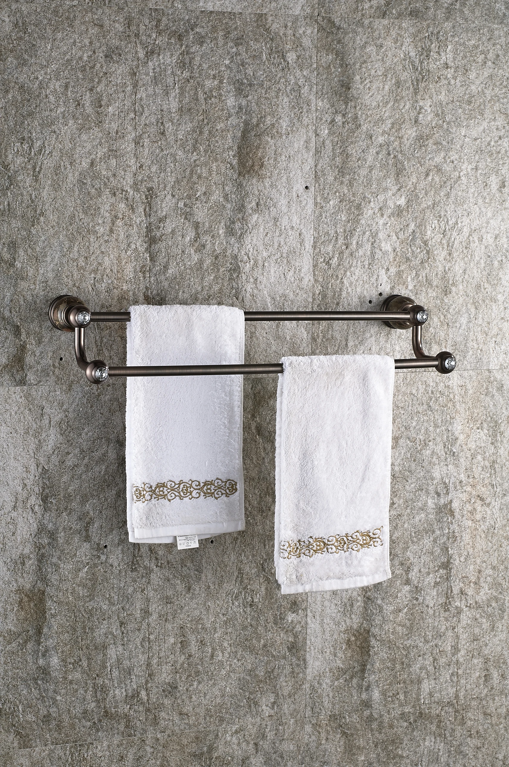 

MADICA 62.5*21cm Double Towel Bars For Shower Room Towel Rack Vintage Brass Toallero Metal Nail Bronze Towel Rack Hanger