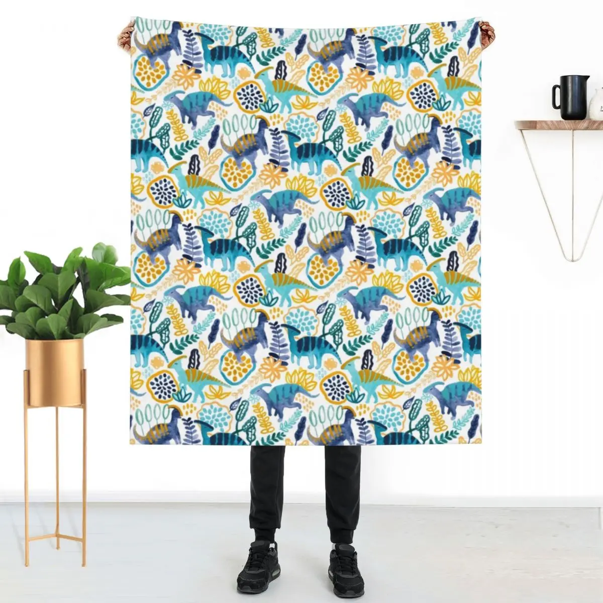 

Cartoon Dinosaurs Gouache Blanket Cute Watercolor Animal Fun Luxury Throw Blanket Thick For Bed Blankets