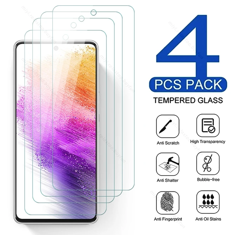 

4PCS Full Protective Glass For Samsung Galaxy A73 5G A 73 2022 SM-A736 6.7" HD Explosion-proof Screen Protector Guard Film Cover