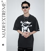 madeextreme 2022 summer distressed print short sleeved t shirt for men and women oversized fashion clothing street gothic tees