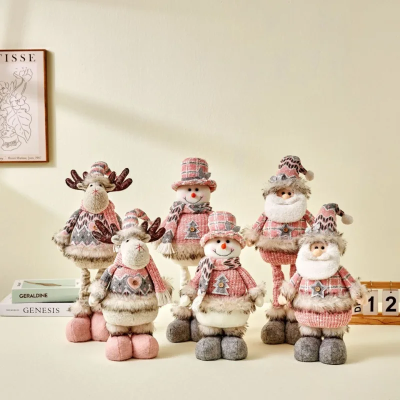 

Рождественские украшения для кукол, розовый снеговик, лось, стоячие рождественские украшения, выдвижной Рождественский Декор для вечеринки, праздника, дома