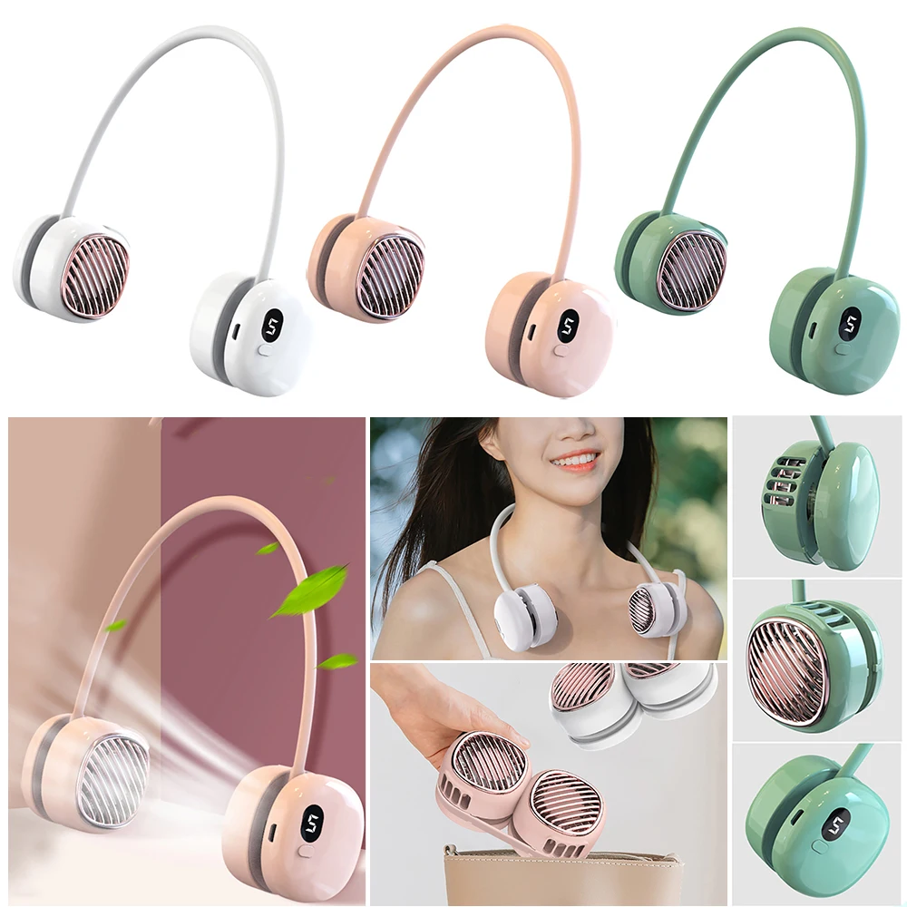 

Мини-вентилятор для шеи портативный подвесной вентилятор 3000 мАч USB Перезаряжаемый охладитель воздуха 5 скоростной мини-охладитель воздуха ...