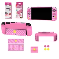 2022 switch oled pink pattern shell accessories set gamepad case game card bag joycon thumb cover for nintendo switch oled