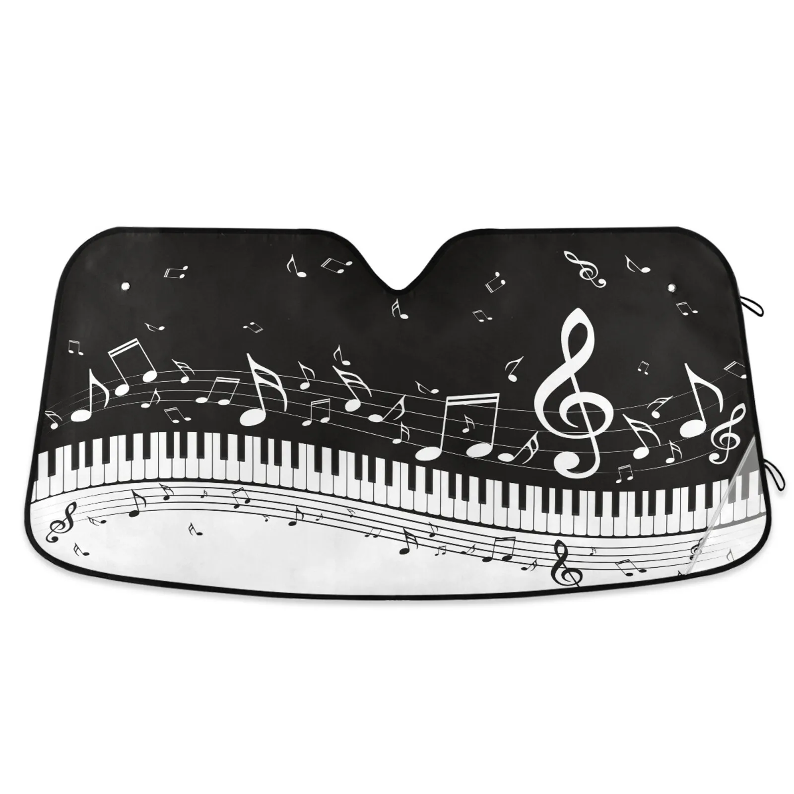 

Creative Musical Note Print Car Sun Visor Sunshade Auto Front Window Cover Block UV Ray Foldable Windshield Sun Shade Protector